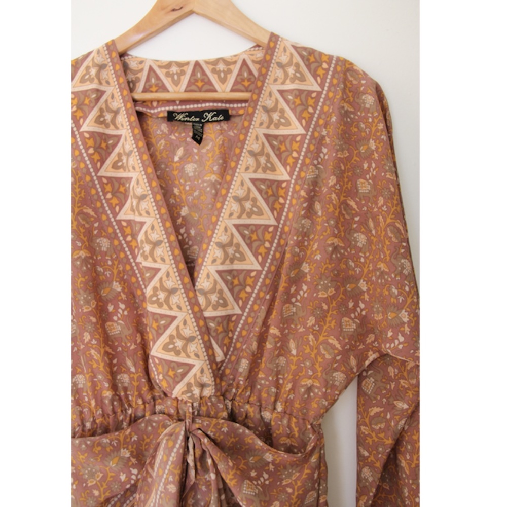 SOLD. Winter Kate Jaya Vintage Silk Elephant Print Mini Dress - Picture 6 of 7